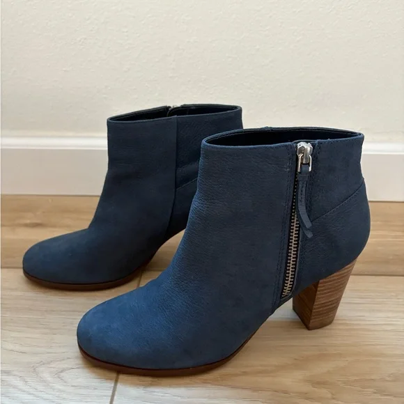 Cole Haan Blue Ankle Boots with Wood-Style Heel - Picture 1 of 9